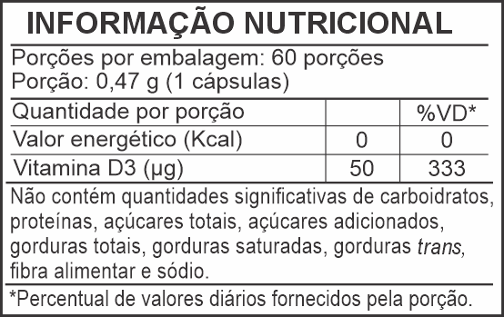 Informação Nutricional - VITAMINA D3